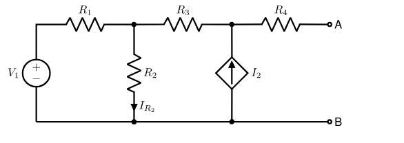 V₁
+
R₁
w
R2
IR₂
R3
12
R4
WA
B