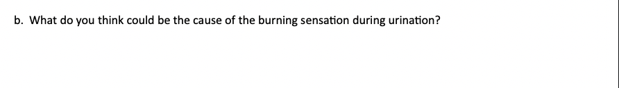 b. What do you think could be the cause of the burning sensation during urination?
