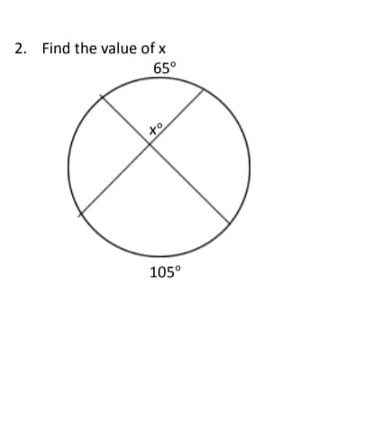 2. Find the value of x
65°
to
105°
