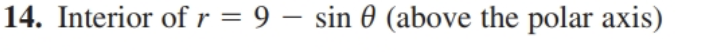 Interior of r = 9 – sin 0 (above the polar axis)
-
