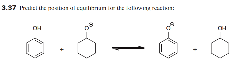 3.37 Predict the position of equilibrium for the following reaction:
OH
ОН
+
+
