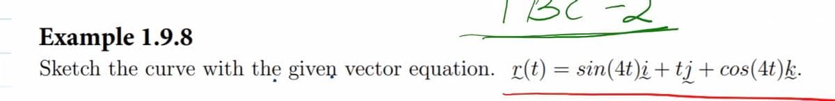 Example 1.9.8
Sketch the curve with the given vector equation. r(t) = sin(4t)i+tj + cos(4t)k.