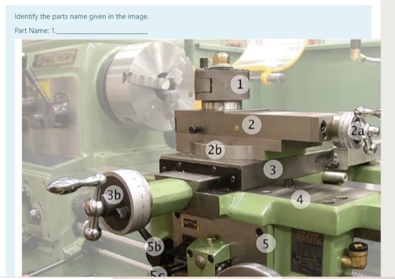 Identify the parts name given in the image.
Part Name: 1.
1
2a
2b
3
3b
4.
5b
