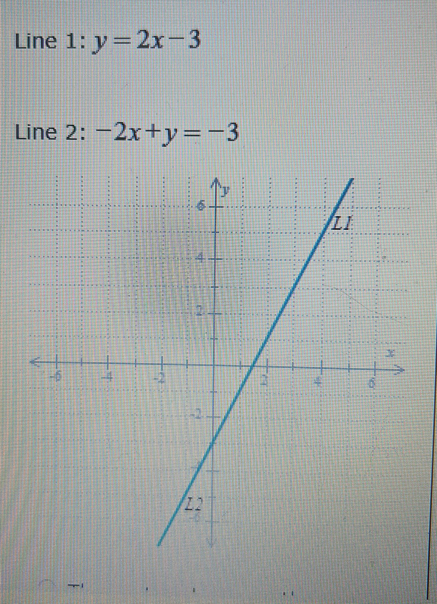 Line 1: y=2x-3
Line 2: -2x+y=-3