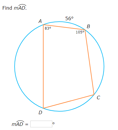 Find mAD.
MAD =
A
D
83⁰
0
56°
105°
B
с