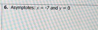 6. Asymptotes: x = -7 and y = 0
