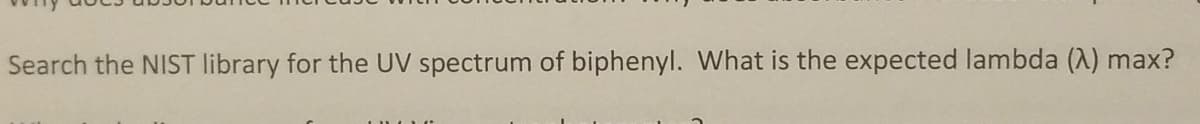 Search the NIST library for the UV spectrum of biphenyl. What is the expected lambda (X) max?
