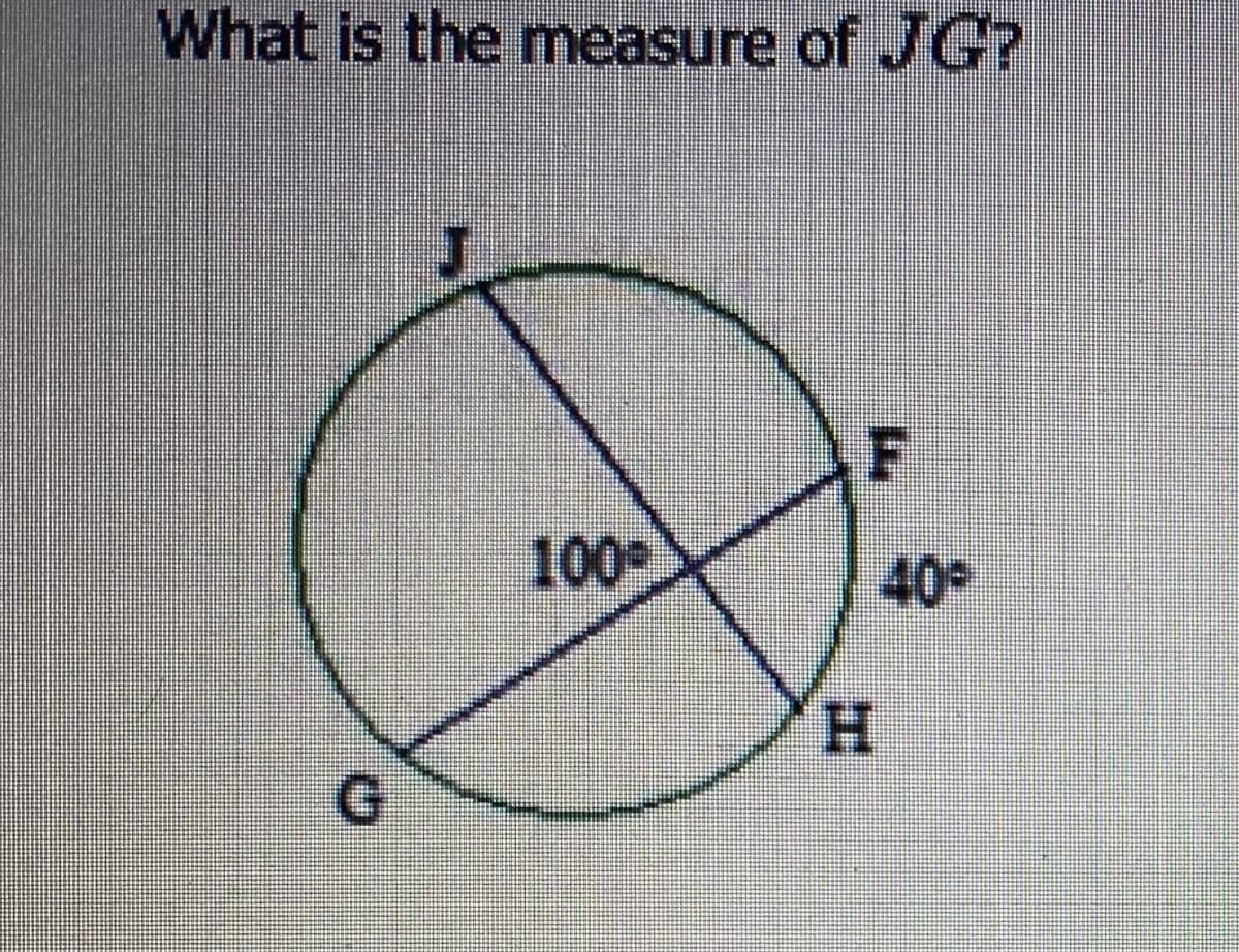 What is the measure of JG?
100
40
H.
G
