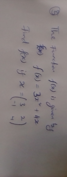 The Furchon f(2) is given by
f6) = 32+ 42
Find foe) if x
3
2.
1-
