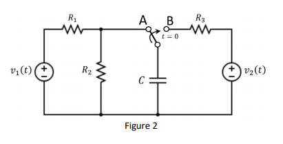 R1
A
В
R3
t = 0
v½(t)
v,(t) (+
R2
C
Figure 2
ww
