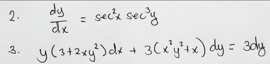 dy
dx
secx secy
2.
こ
3dly
2 2
3.
