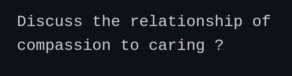 Discuss the relationship of
compassion to caring ?
