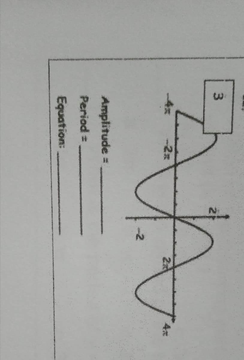 3.
4x
-2x
Amplitude =
Period =
Equation:
