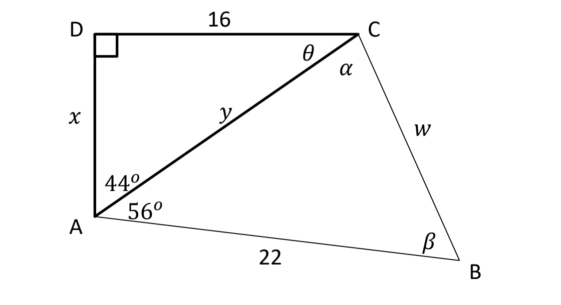 16
D
C
a
W
449
56°
А
22
B
