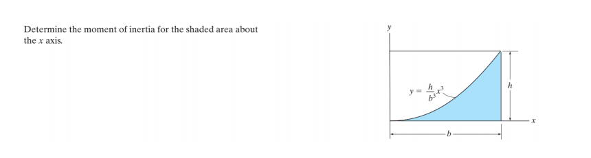 Determine the moment of inertia for the shaded area about
the x axis.
y =
b.
