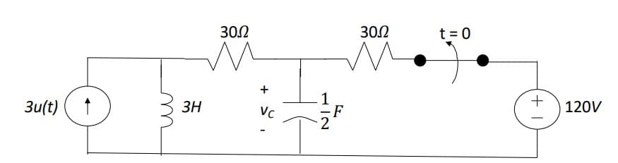 3u(t) 1
3H
302
+
Vc
1
-F
C
302
t = 0
+1
120V