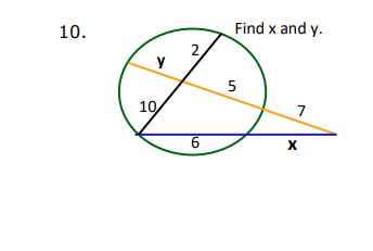 10.
Find x and y.
2,
5
10
7
