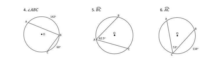 4. LABC
5. ВС
6. AC
142
B
62.5
60
530
134°
