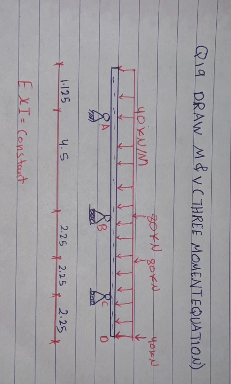 Q19 DRAW M & VC THREE MOMENTEQUATION)
DEN/N
8 A
SOKN SOKN
YOKN
SB
D
380
*
1.125
4.5
2.25
x 2.25 x
*
2.25
+
EXI= Constant