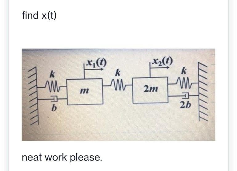 find x(t)
のr
k
の
k
k
2m
m
26
neat work please.
