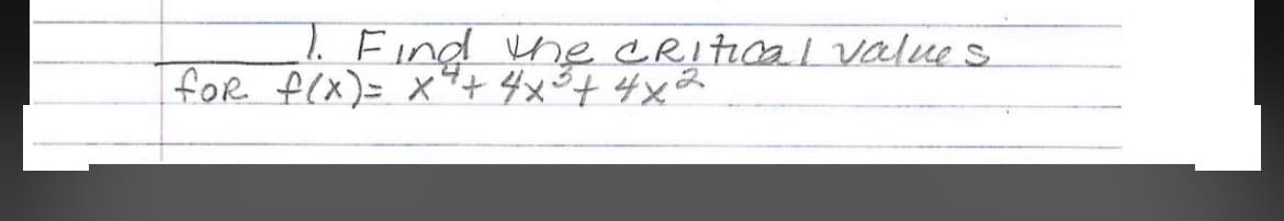 1. Find the critical values
for f(x) = x² + 4x³+4x2