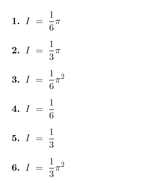 1
1. I =
6.
1
2. I
3
=
1
.2
3. I
6
1
4. I
6
5. I
3
1
.2
6. I :
3
||
