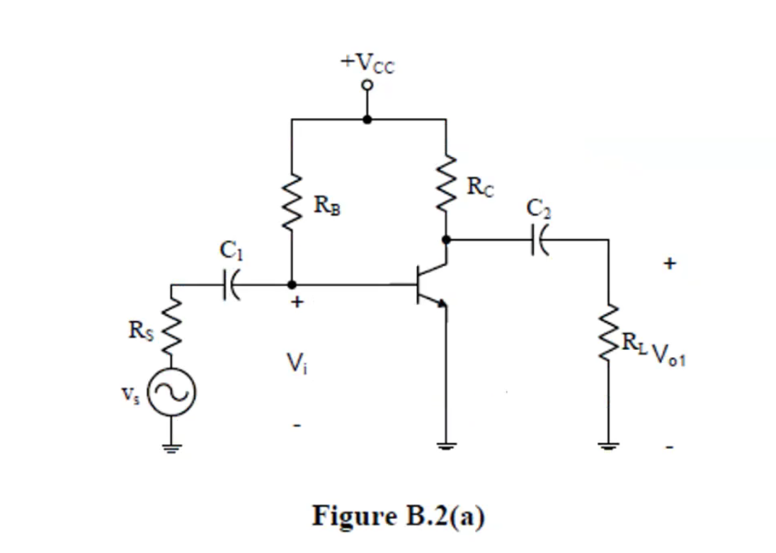 +Vcc
Rc
C2
RB
+
Rs
Vị
Figure B.2(a)
