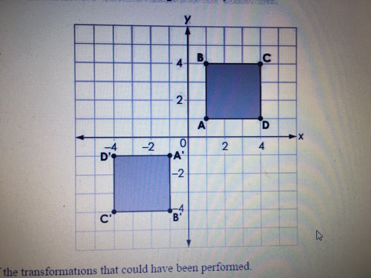 IC
A
D
4
-4
D'
-2
A'
-2
C'
B'
the transformations that could have been performed.
2.
B.
4.
2.
