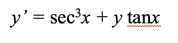 y' = sec³x + y tanx