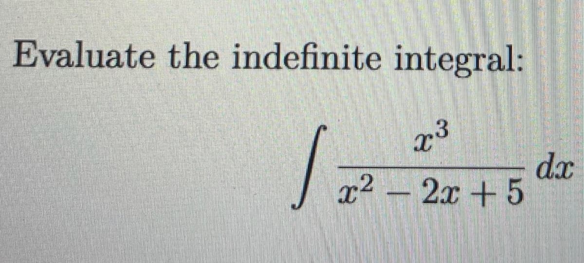 Evaluate the indefinite integral:
dx
x² - 2x + 5
