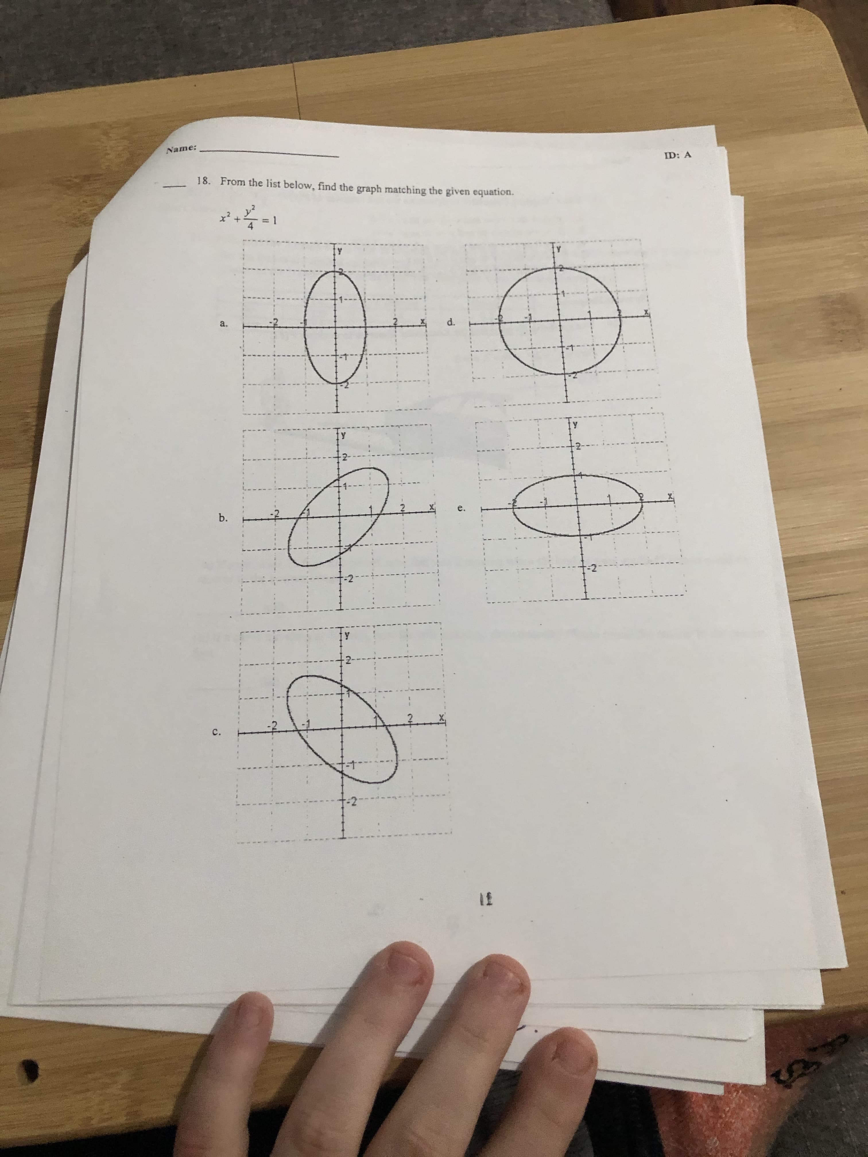 Name:
ID: A
18.
From the list below, find the graph matching the given equation.
a,
d.
ty
-2--
-2-
e.
b.
c.
