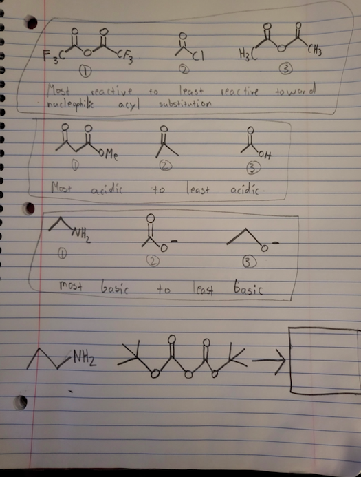 O
t.co
CF3
Most
nucleophilic
reactive
acyl
least
substitution
the a t
Å
Me
D
Most
acidic
Teast
acidic
to
b
A.
0
3
to
least
basic
xsex.
A
most
basic
-NH₂
to
H₂C
CH3
reactive to word