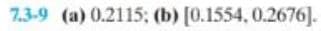 7.3-9 (a) 0.2115; (b) [0.1554, 0.2676].