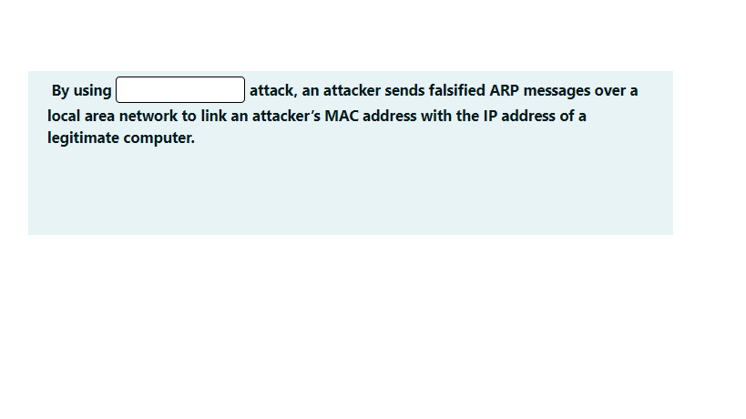 By using
local area network to link an attacker's MAC address with the IP address of a
| attack, an attacker sends falsified ARP messages over a
legitimate computer.
