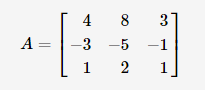 A =
4
-3 -5
1
8
52
2
3
-1