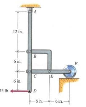 12 in.
6 in.
C
E
6 in.
75 Ib
D
F6 in.
-6 in.
