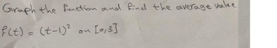 Graph the funetion and Rind the average Valee
fct)= (tー1)
? 。x [o,3]
%3D
