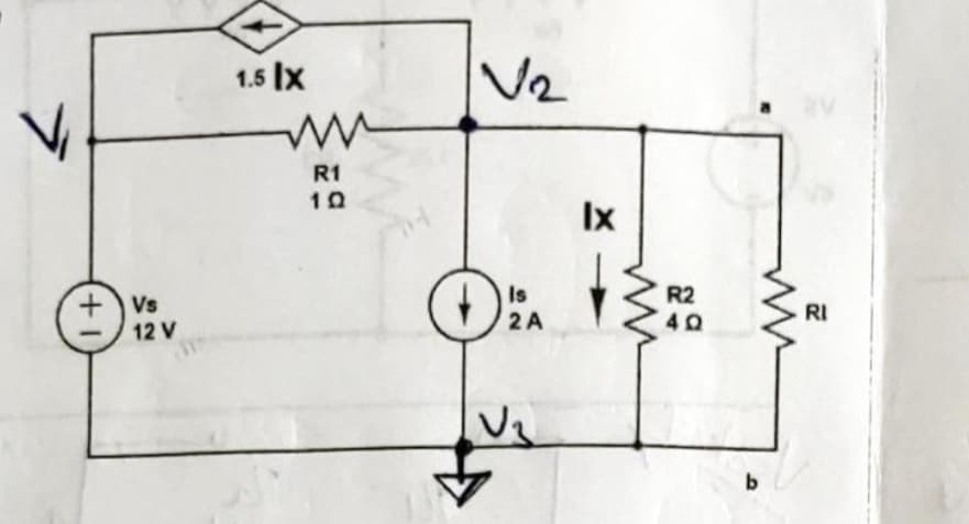 V
+1
+ Vs
12 V
1.5 lx
ww
R1
10
V₂
Ix
0₁A √ ≤R₂
D
Is
R2
2 A
40
m
b
RI