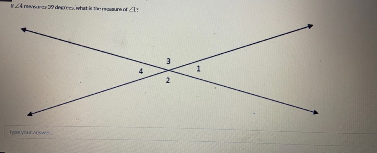 If 24 measures 39 degrees, what is the measure of Z1?
Type your answer.
1.
4-
