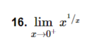 16. lim x¹/2
x→0+