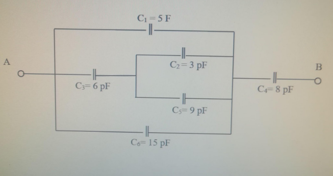 C1=5 F
C2=3 pF
B
C3= 6 pF
CF8 pF
Cs= 9 pF
C6=15 pF
