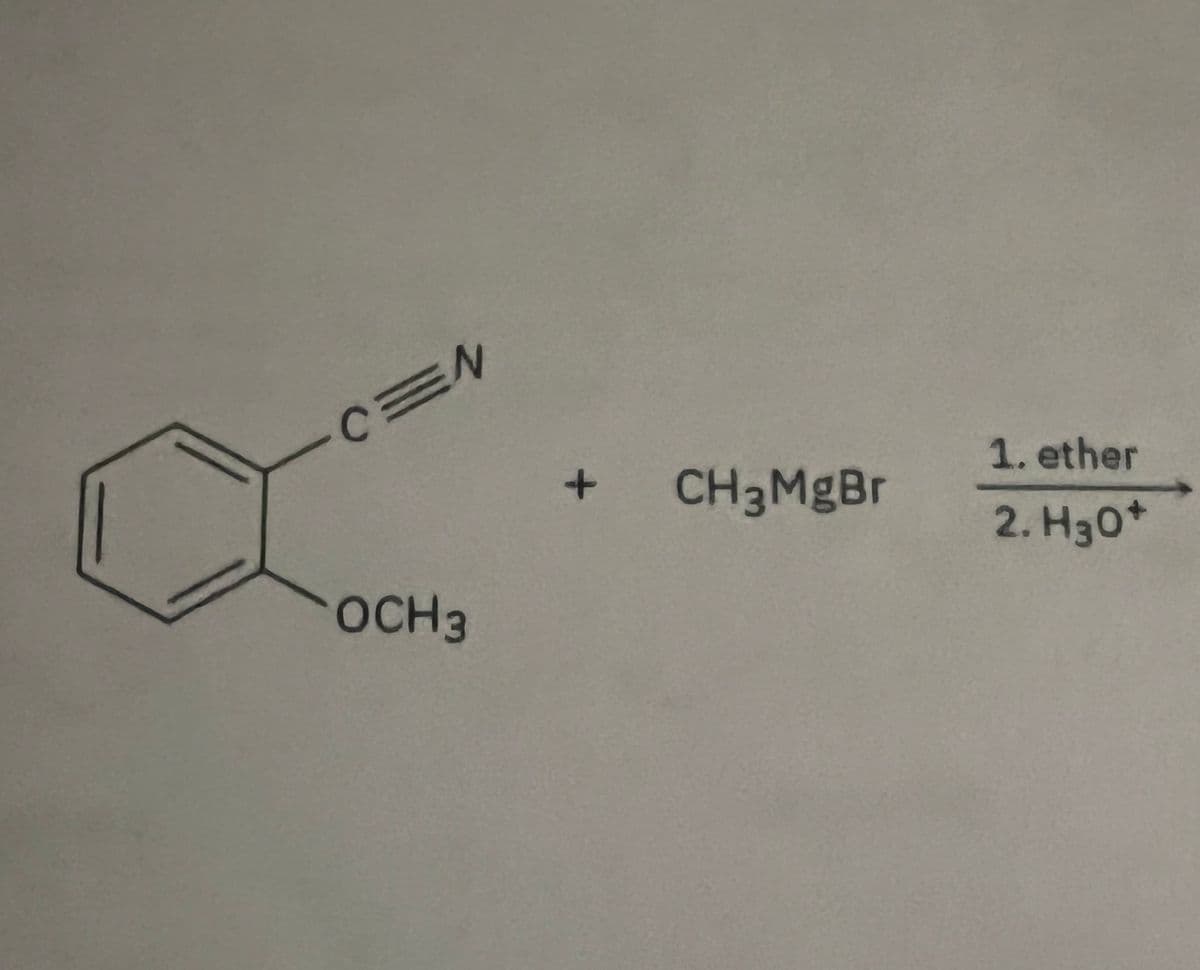 C=N
OCH3
+ CH3MgBr
1. ether
2. H3O+