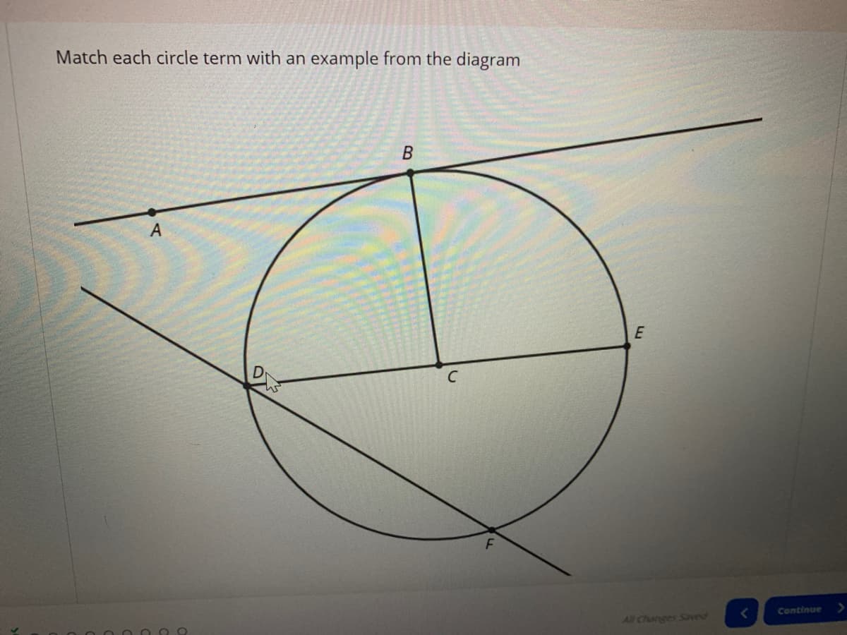 Match each circle term with an example from the diagram
В
D
Continue
All Changes Saved
