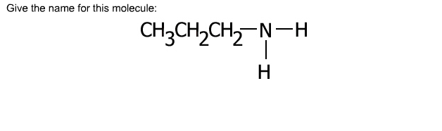 Give the name for this molecule:
CH3CH₂CH₂ N-H
H