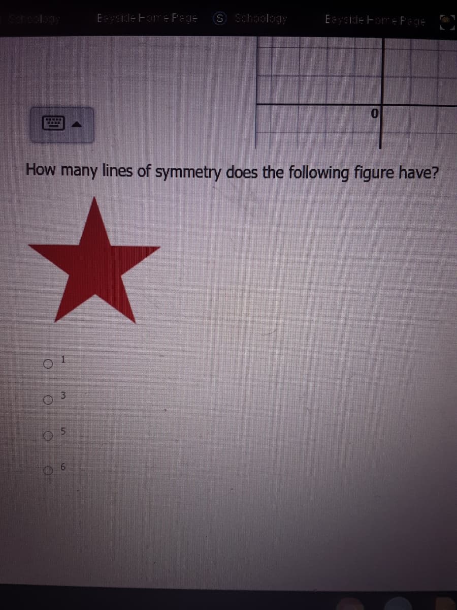 Eyside Fom = F'ege
SSchoolog
Eyside Fome Pege
How many lines of symmetry does the following figure have?
6.
