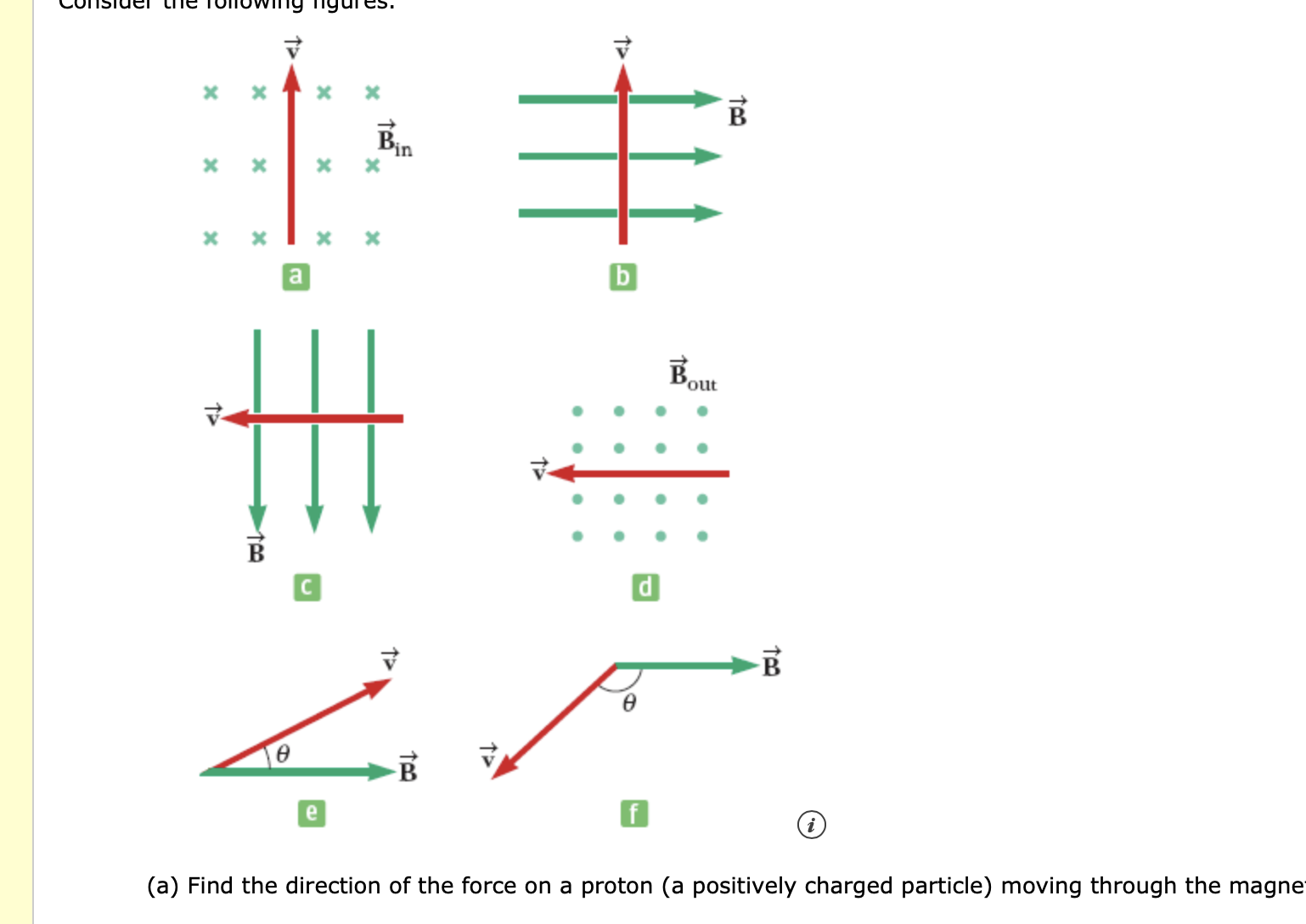 в
Bin
'out
(a) Find the direction of the force on a proton (a positively charged particle) moving through the magne
