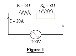 R= 60
X = 82
%3D
I= 20A
200V
Figure 1
