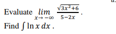 V3x2+6
Evaluate lim
x--0 5-2x
