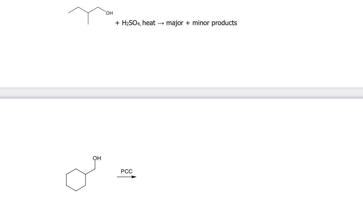 HO,
+ H2SO4, heat → major + minor products
Он
РСС
