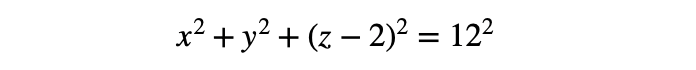 x² + y? + (z – 2)² = 122
